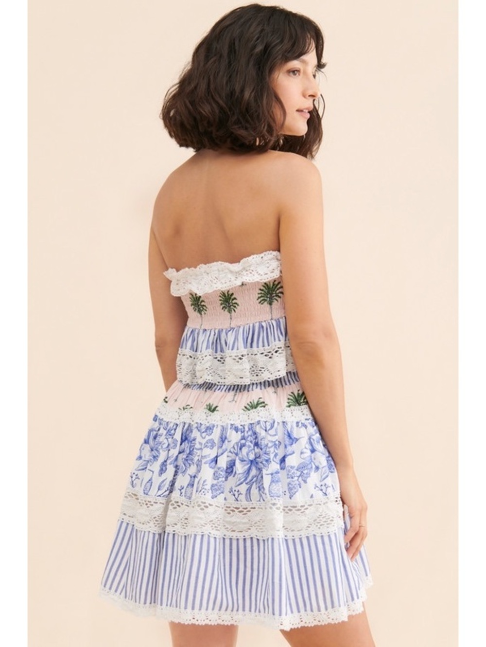 NUULY X PLACE NATIONALE Strapless Lace Preppy Mini Dress - Picture 3 of 7